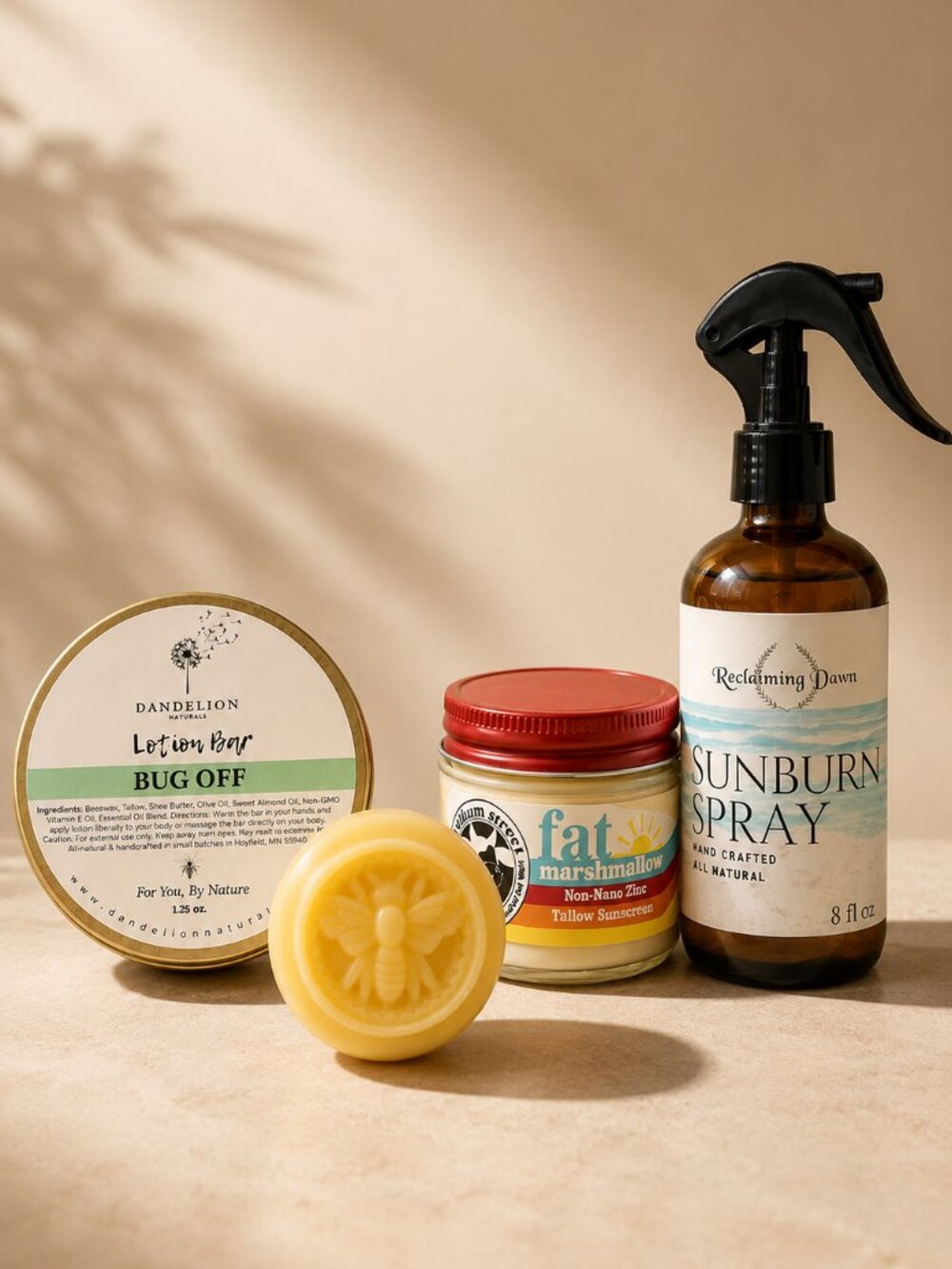 BUNDLE of 3: Bug Off Lotion, Fat Marshmallow Sunscreen & Sunburn Spray